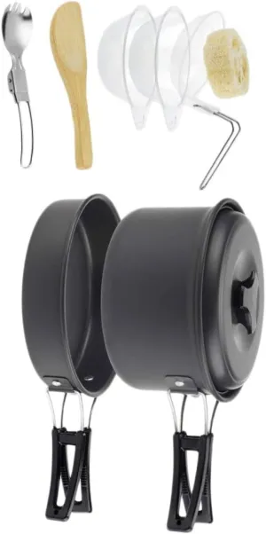 1-2 Person Camping Cookware Set Portable Outdoor Cooking Equipment Camp Cooking Gear Camping Pots Bbq Accessories