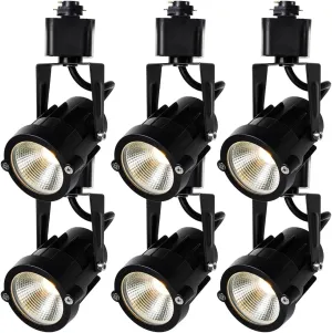 12W Dimmable Track Lighting Heads,Black LED Track Light Heads for Accent Retail Artwork, Linear Track Light Halo Type -3000K Warm White CRI90  Adjustable 110V 36° Angle -6 Pack(Black)