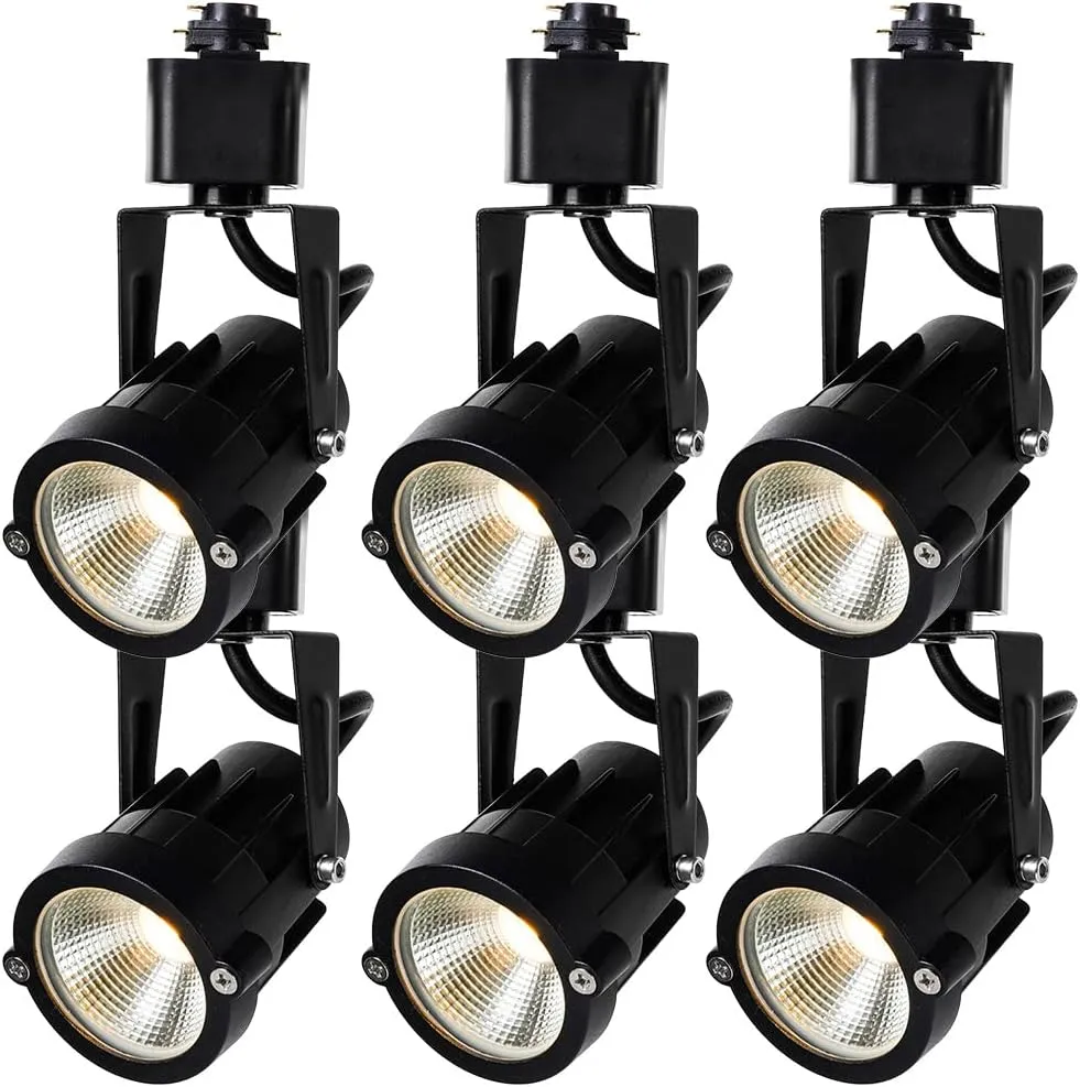 12W Dimmable Track Lighting Heads,Black LED Track Light Heads for Accent Retail Artwork, Linear Track Light Halo Type -3000K Warm White CRI90  Adjustable 110V 36° Angle -6 Pack(Black)