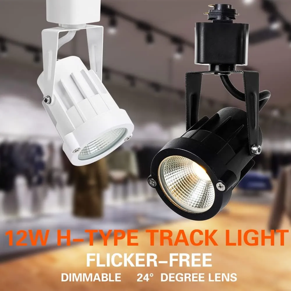 12W Dimmable Track Lighting Heads,Black LED Track Light Heads for Accent Retail Artwork, Linear Track Light Halo Type -3000K Warm White CRI90  Adjustable 110V 36° Angle -6 Pack(Black)