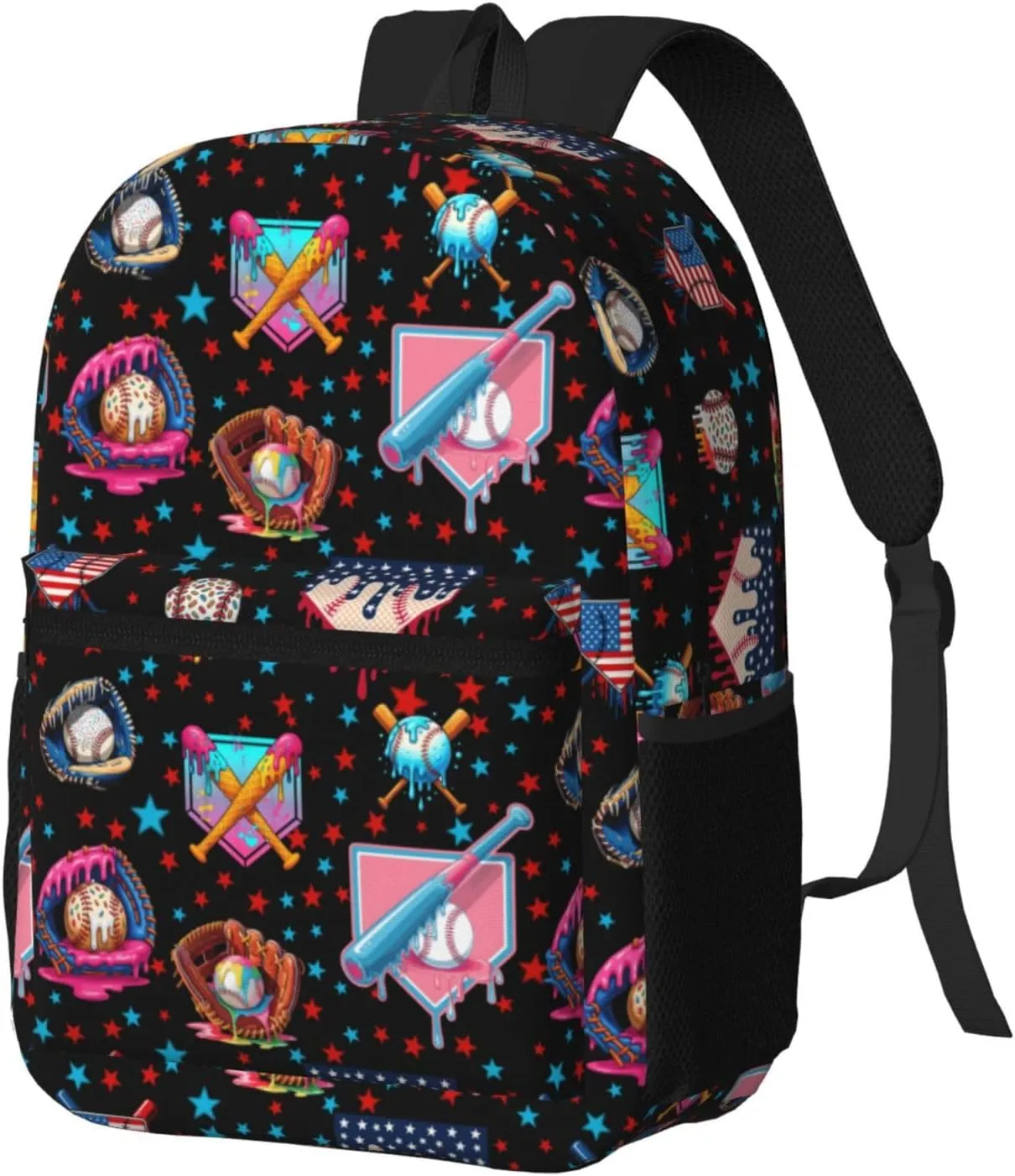 17 Inch Baseball Drip Ice Cream Backpack, Large Capacity Lightweight Carry-On Backpack, Waterproof Casual Outdoor