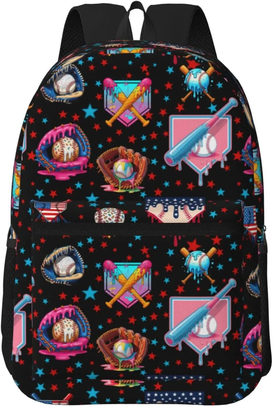 17 Inch Baseball Drip Ice Cream Backpack, Large Capacity Lightweight Carry-On Backpack, Waterproof Casual Outdoor