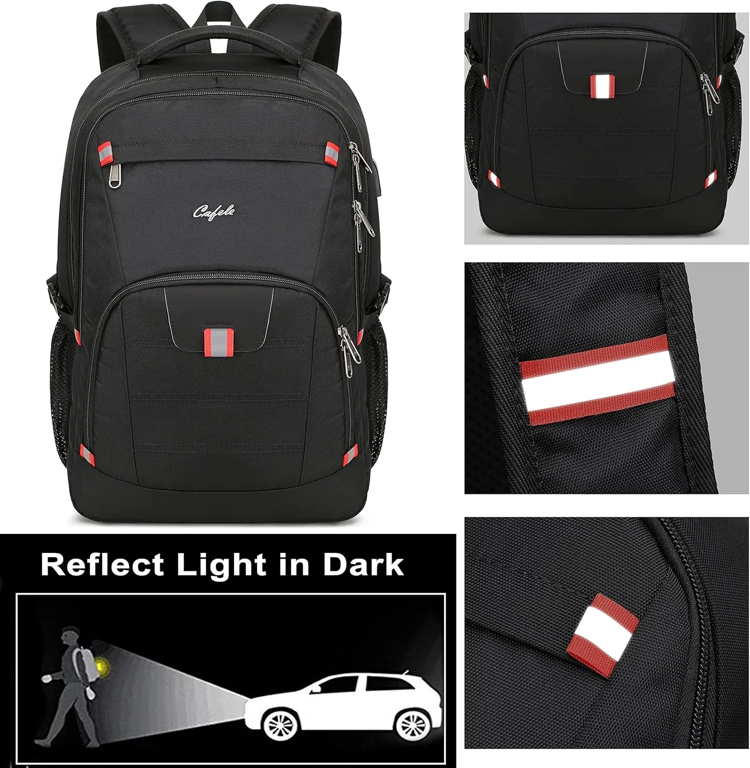 17.3 inch Laptop Backpack,Large Backpack Computer Bookbag Rucksack with USB Charging Port,Water Resistant Sturdy Backpack for Business College School Travel,Men Women Casual Daypack,Black