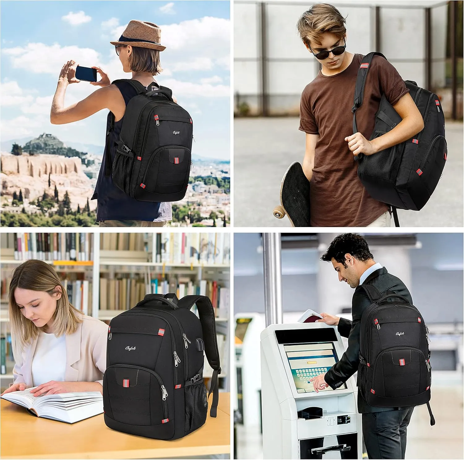 17.3 inch Laptop Backpack,Large Backpack Computer Bookbag Rucksack with USB Charging Port,Water Resistant Sturdy Backpack for Business College School Travel,Men Women Casual Daypack,Black