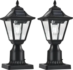 2 Pack Solar Post Lights with Pier Mount Base, 6000K Motion Sensor Solar Lamp Post Light, Waterproof Outdoor Post Lantern for Garden Patio Outside Pole Pillar (Cool White)