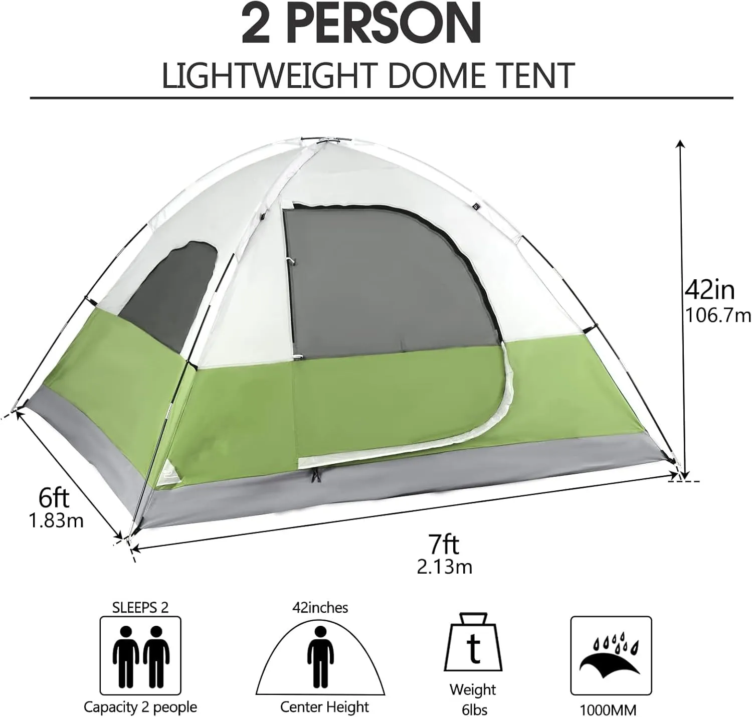 2 Person Backpacking Tent,Portable Lightweight Waterproof Windproof Easy Setup Backpacking Tent,Great for Camping Hiking Mountaineering