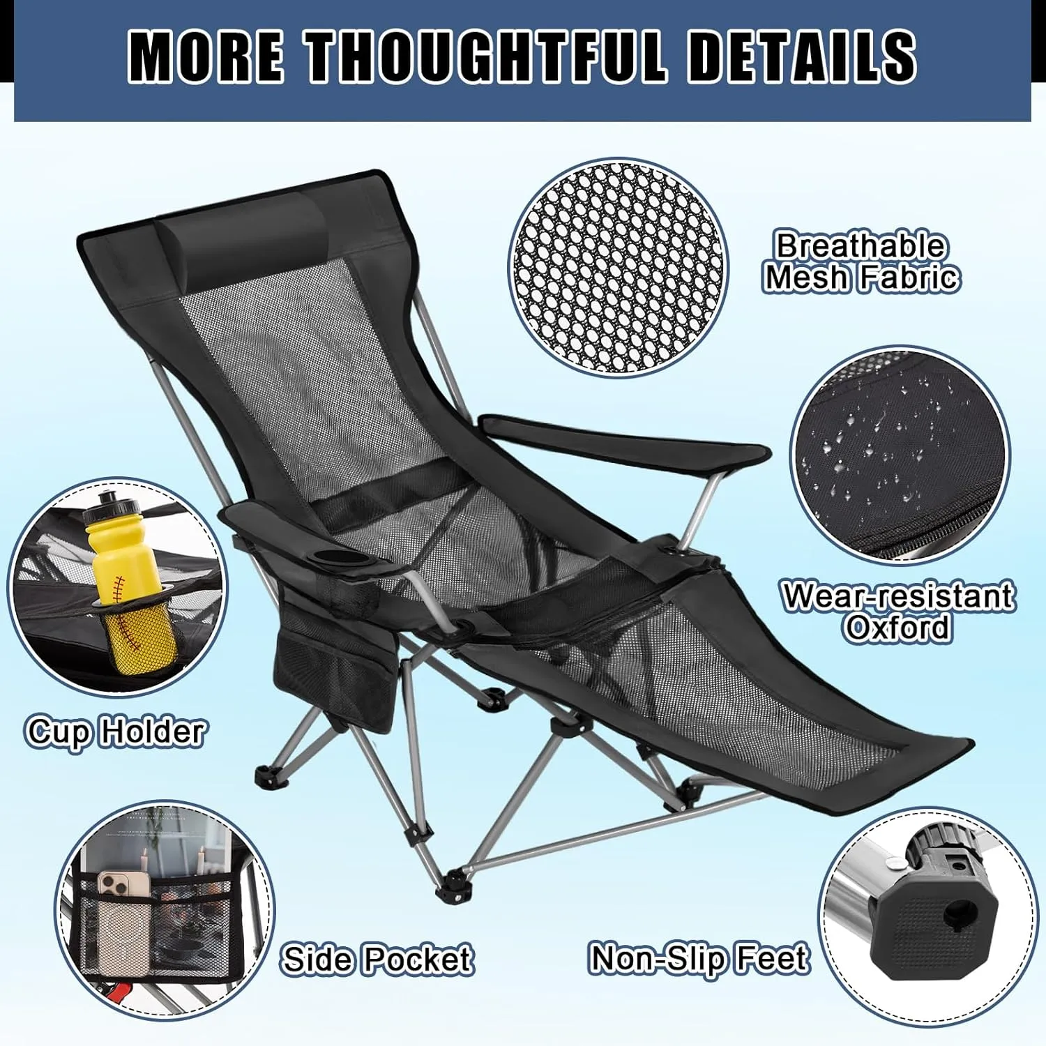 2 Set Reclining Beach Chair and Umbrella for Adults, Outdoor Camping Foldable Sand Chairs with Umbrella, SPF 50 , High Back, with Foot Rest, Cup Holder and Mesh Bag