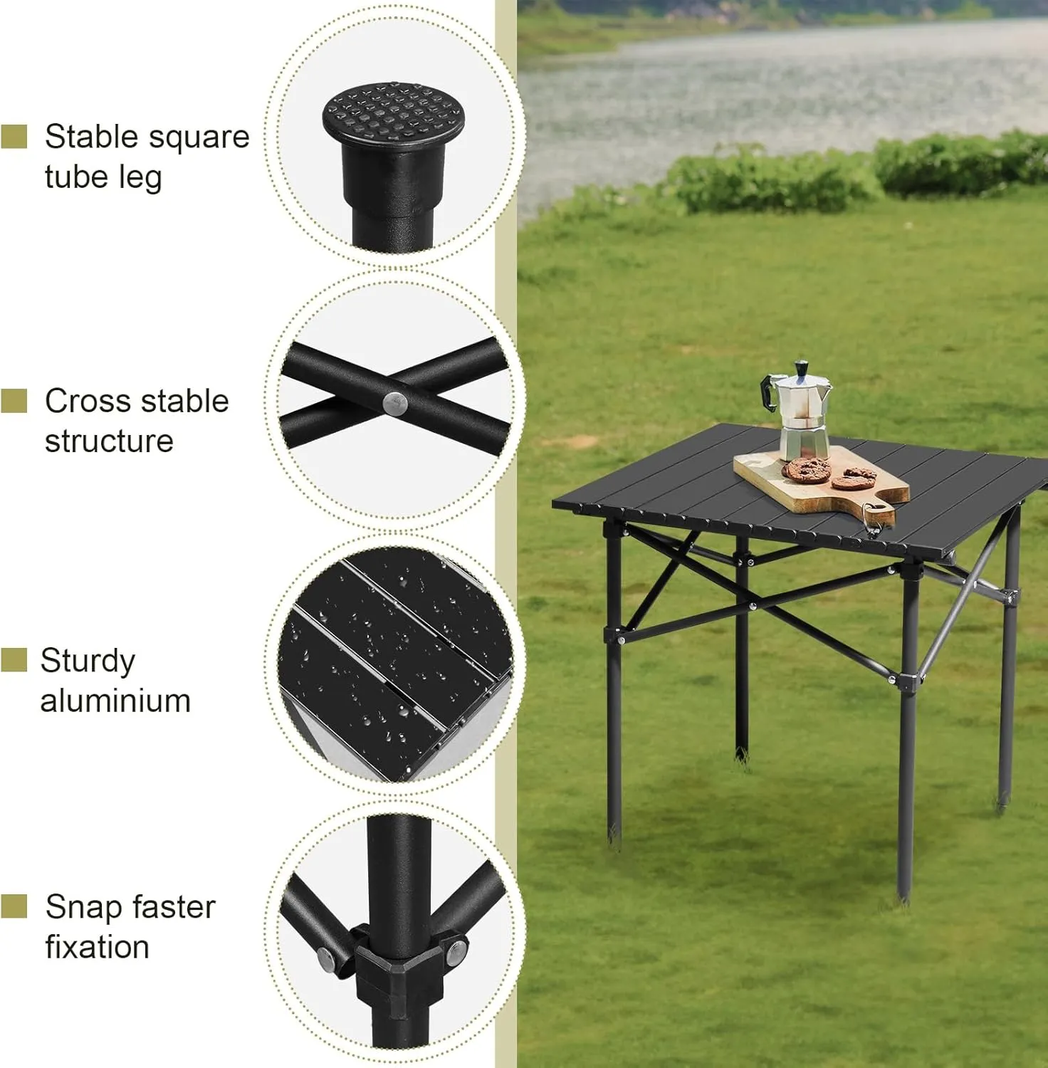 2.0 Ft Folding Portable Picnic Camping Table,Aluminum Roll-up Table with Easy Carrying Bag for Indoor, Outdoor, Beach, Backyard, BBQ, Party, Patio, Picnic