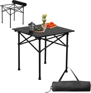 2.0 Ft Folding Portable Picnic Camping Table,Aluminum Roll-up Table with Easy Carrying Bag for Indoor, Outdoor, Beach, Backyard, BBQ, Party, Patio, Picnic