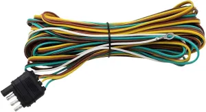 22Ft 4 Pin 5 Wire Trailer Wiring Harness, 4 Way Flat Towed Vehicle Light Wire Extension Connector Kit with 18 Gauge Ground, Universal Towing Harness Connecting Accessories (StyleA)