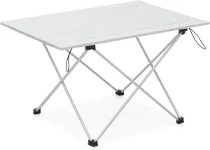 26.5" Aluminum Camping Table with Carry Bag, Portable Foldable Lightweight Beach Picnic Table, Folding Camp Side Table, Ideal for Outdoor Activities, Hiking, Travel and Picnic, Silver