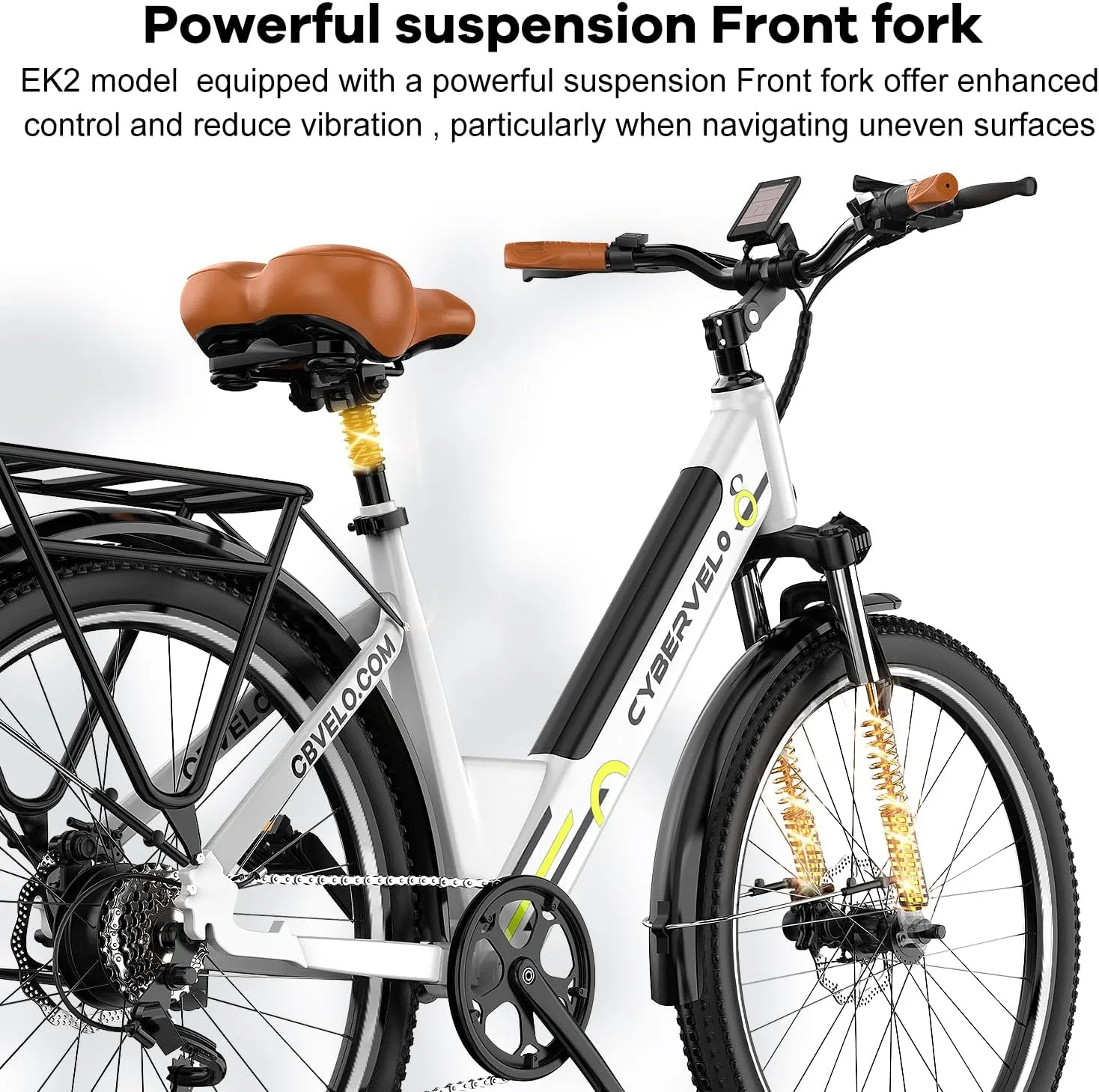 26" Electric Bike for Adults – Powerful 1000W Motor, 48V Removable Battery, 7-Speed, Front Suspension & LCD Display – Commuter and Mountain EBike for Women