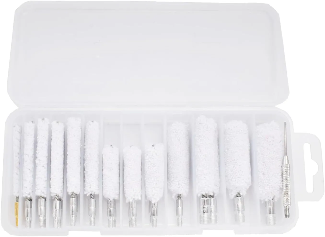 29 Pieces Bristle Gun Cleaning Bore Brush for Rifle Pistol Shotgun .17 .22/5.56MM .30/7.62MM .357/9MM .40 .45 12GA 20GA in Organized Storage Box (Cotton Mops)