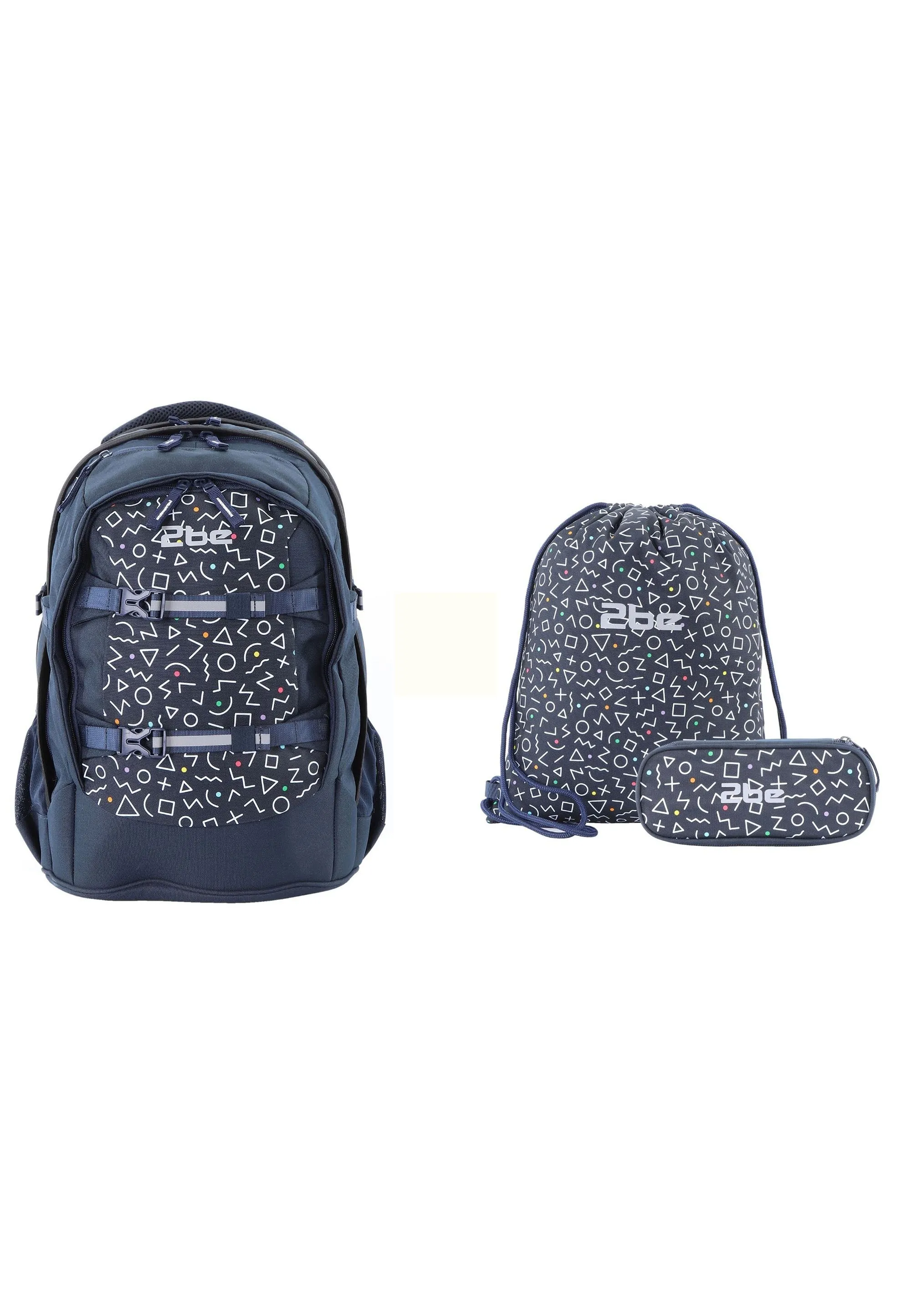 2be  Schoolbag / Laptop Backpack / With Gym Bag and Pencil Case Navy