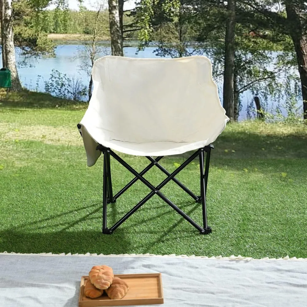 2PCS Outdoor Camping Chairs Folding/Portable, Carry Bag,Beige