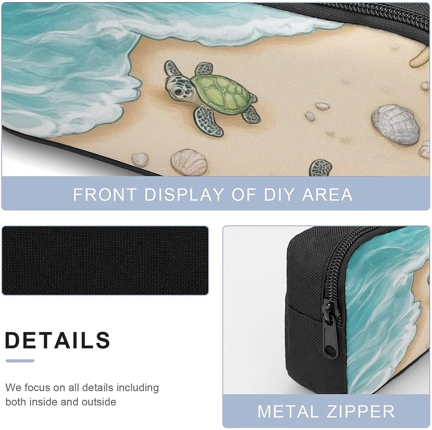 3 Pcs Backpack Set Travel Backpack Casual 17 Inch Daypack Beach Turtles College Bookbag with Insulated Lunch Bag and Pencil Pouch