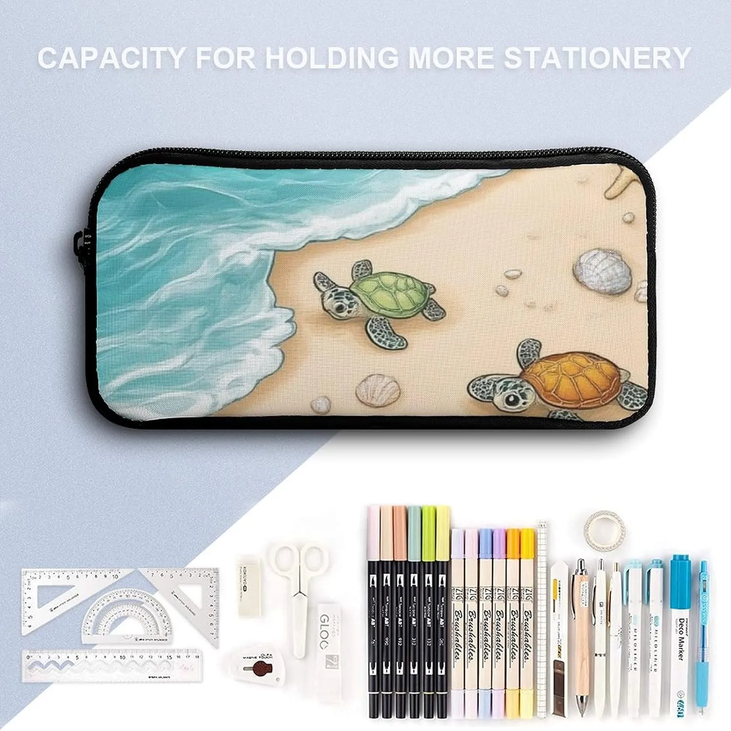 3 Pcs Backpack Set Travel Backpack Casual 17 Inch Daypack Beach Turtles College Bookbag with Insulated Lunch Bag and Pencil Pouch