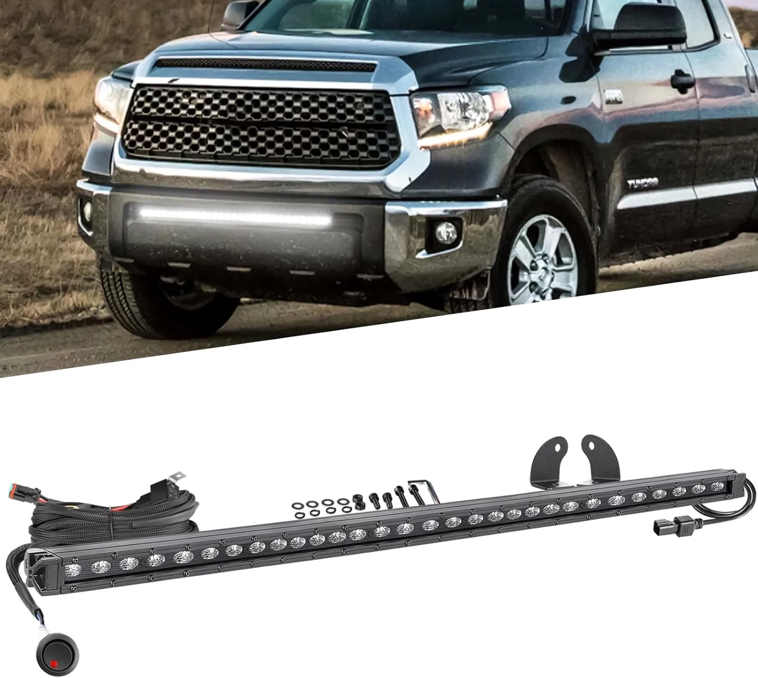 30 Inch Single Row CREE LED Light Bar with Wiring Harness, Nirider Black Series LED Bar Kit 150W Super Slim Flood Fog Lights Driving Lights Off Road Light Bars for Polaris UTV ATV Truck Toyota