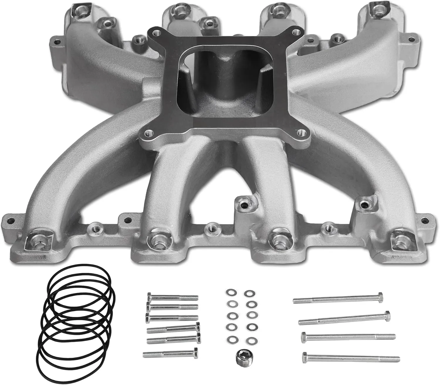 300-137 LS Mid-Rise EFI Intake Manifold Aluminum Single Plane Compatible with Chevy Small Block SBC 1997-2019 Cathedral Port fit for GM LS1/LS2/LS6 V8 4.8L 5.3L 5.7L 6.0L