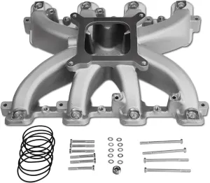 300-137 LS Mid-Rise EFI Intake Manifold Aluminum Single Plane Compatible with Chevy Small Block SBC 1997-2019 Cathedral Port fit for GM LS1/LS2/LS6 V8 4.8L 5.3L 5.7L 6.0L