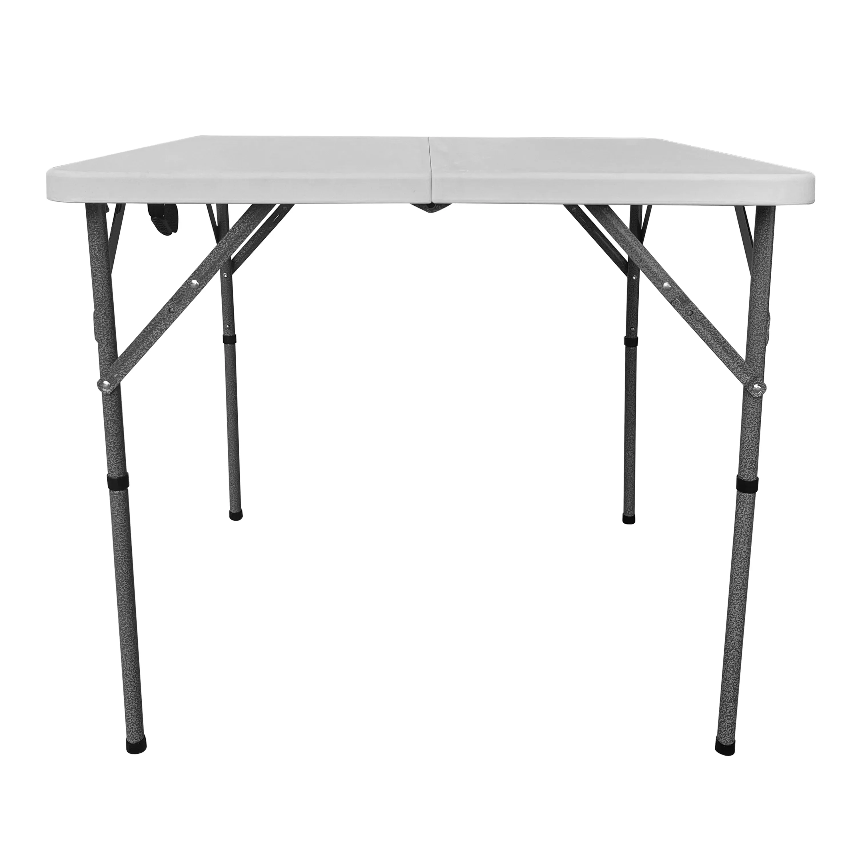 34” Square Folding Table, Height Adjustable Foldable Table with Easy-Carry Handle