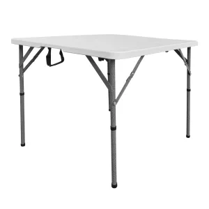 34” Square Folding Table, Height Adjustable Foldable Table with Easy-Carry Handle
