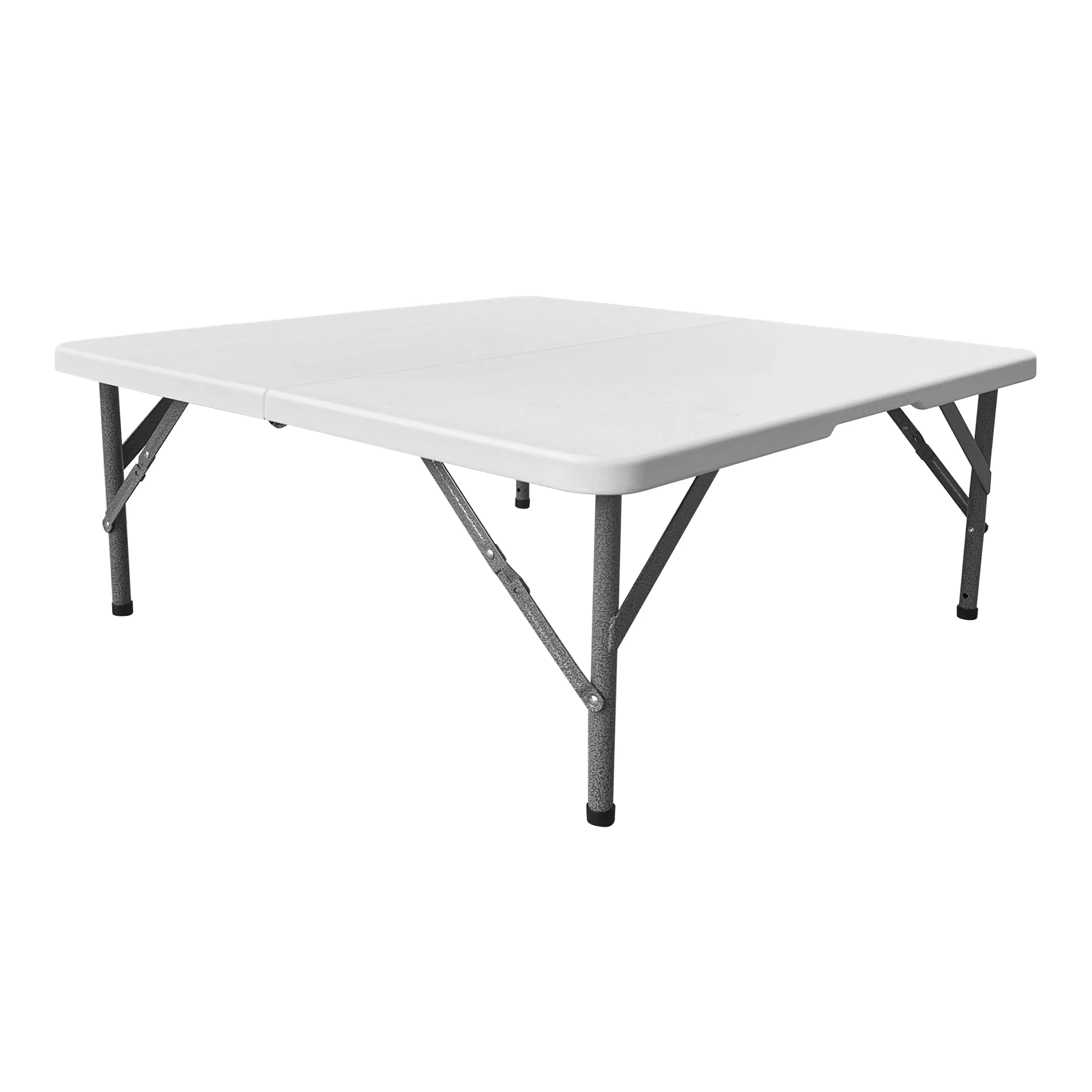 34” Square Folding Table, Height Adjustable Foldable Table with Easy-Carry Handle