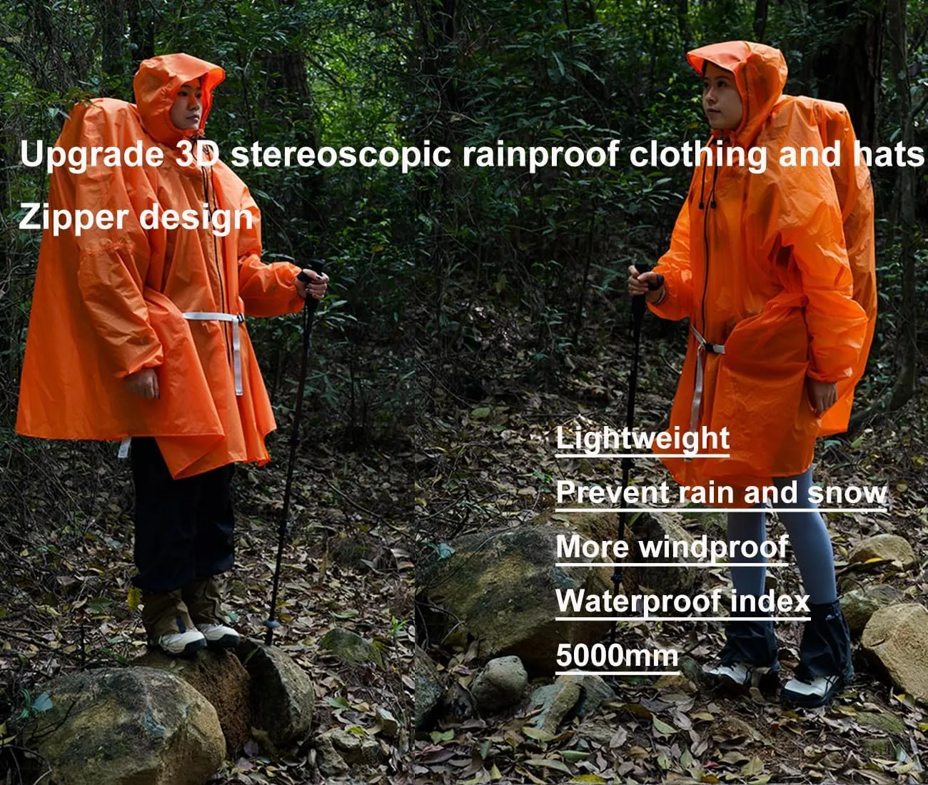 3F Rain Poncho,15D nylon lightweight windproof, snow proof,waterproof poncho for hiking, mountaineering, camping