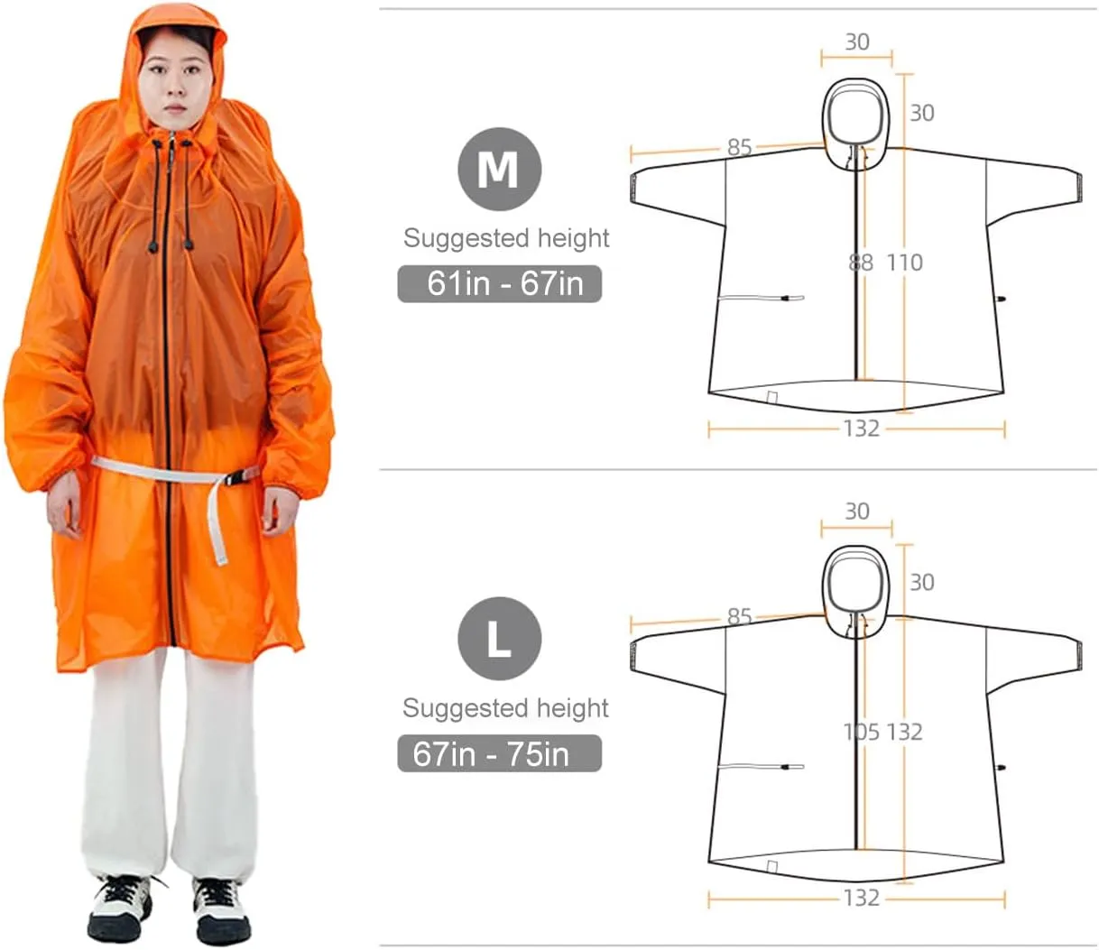 3F Rain Poncho,15D nylon lightweight windproof, snow proof,waterproof poncho for hiking, mountaineering, camping