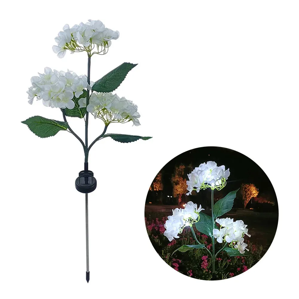 3Head Hydrangea Rose Flower Solar Led Light Outdoor Garden Lawn Lamps For Garden Vegetable Patch Patio Country House Decoration