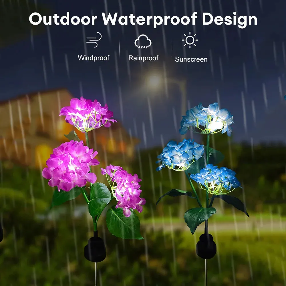 3Head Hydrangea Rose Flower Solar Led Light Outdoor Garden Lawn Lamps For Garden Vegetable Patch Patio Country House Decoration
