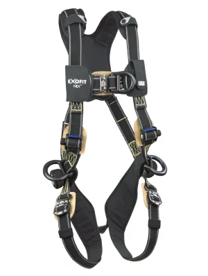 3M DBI-SALA ExoFit NEX 1113331 Full Body Arc Flash Climbing Harness, 4 PVC Coated Alum. D-Rings, Nomex/Kevlar Web, Comfort Padding, Locking QC Leg Straps, Medium, Black