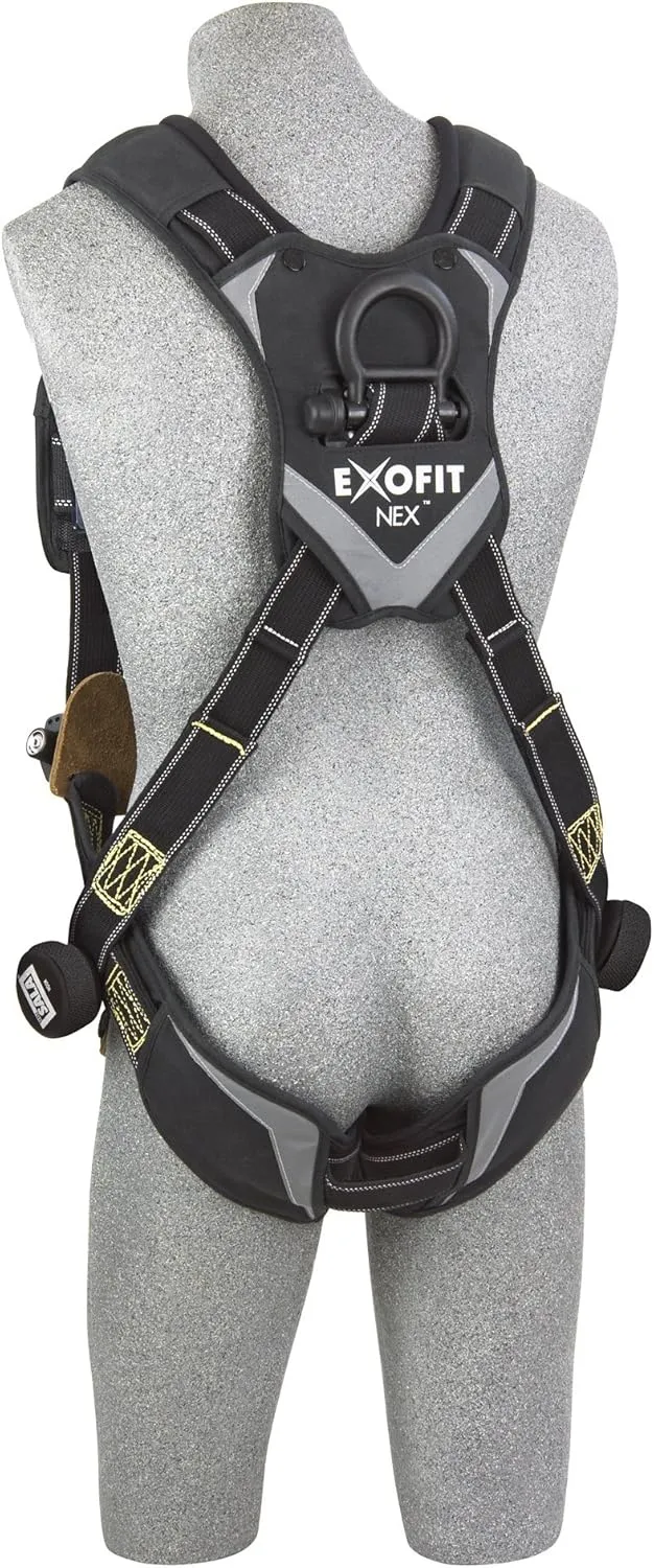 3M DBI-SALA ExoFit NEX 1113338 Full Body Arc Flash Harness, PVC Coated Alum Back D-Ring, Nomex/Kevlar Web, PVC Coated Pass-Thru Buckle Leg Straps, X-Large, Black