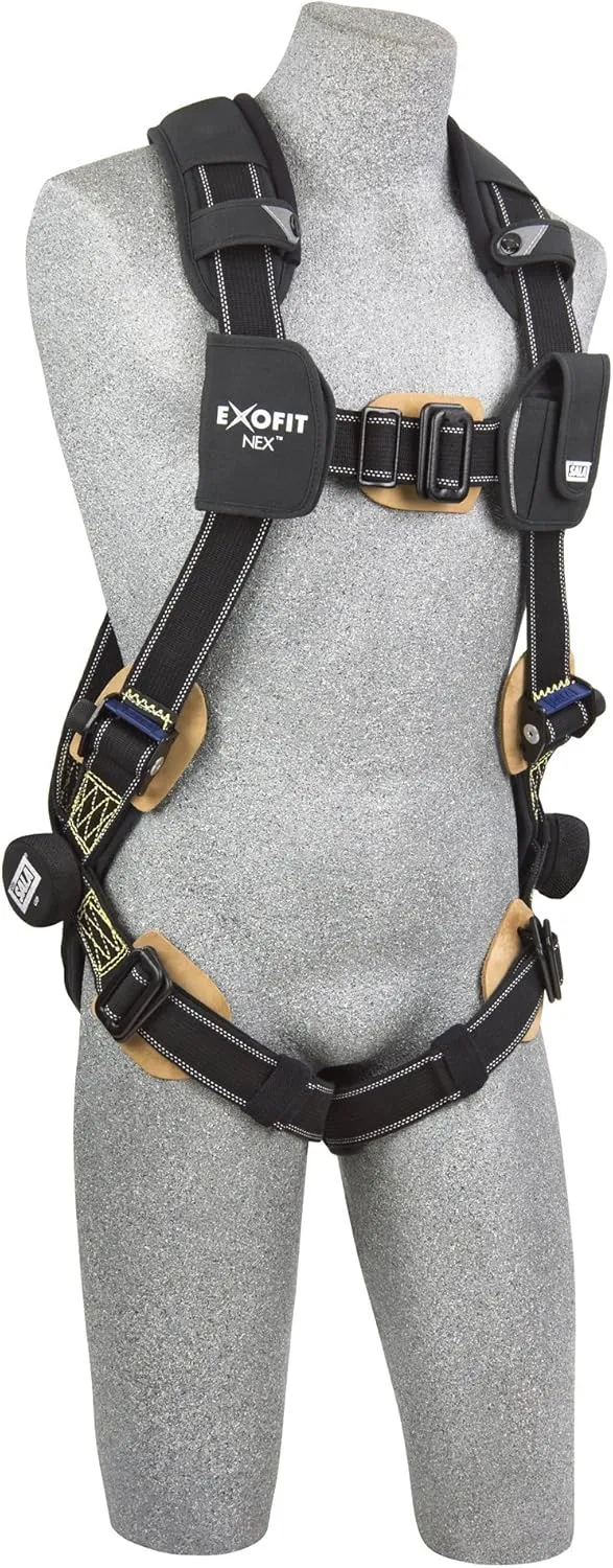 3M DBI-SALA ExoFit NEX 1113338 Full Body Arc Flash Harness, PVC Coated Alum Back D-Ring, Nomex/Kevlar Web, PVC Coated Pass-Thru Buckle Leg Straps, X-Large, Black