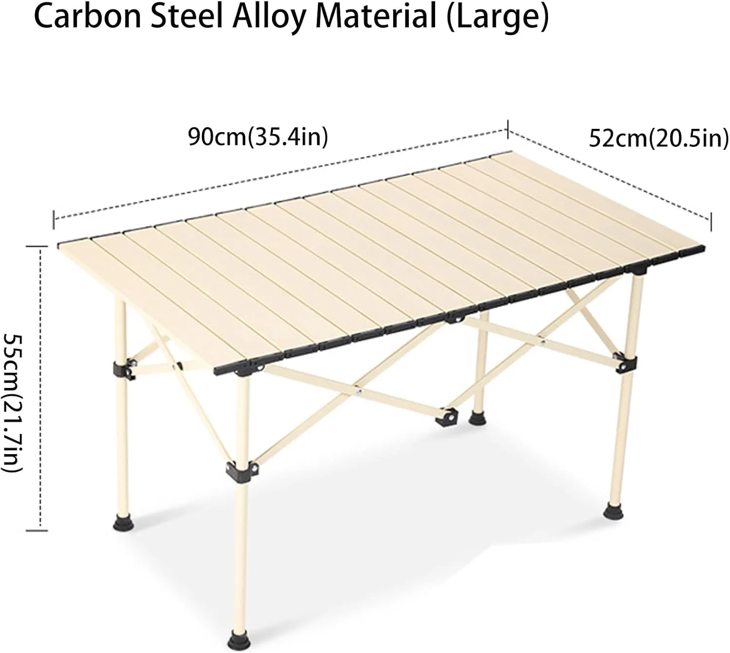 4-6 People Camping Table, Roll-Up Lightweight Picnic Table with Large Aluminum Tabletop & Carrying Bag, Portable Outdoor Folding Table for Hiking, Backpacking & Fishing(Carbon Steel Wood Gra