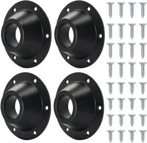 4 Pack RV Table Base Mount,Camper Aluminum Standard RV Pedestal Table Leg Base Flange,Floor Mounting Bracket Flush Plate with 6 Installing Holes,Include Screws for Camper Trailer Motorhome,Black