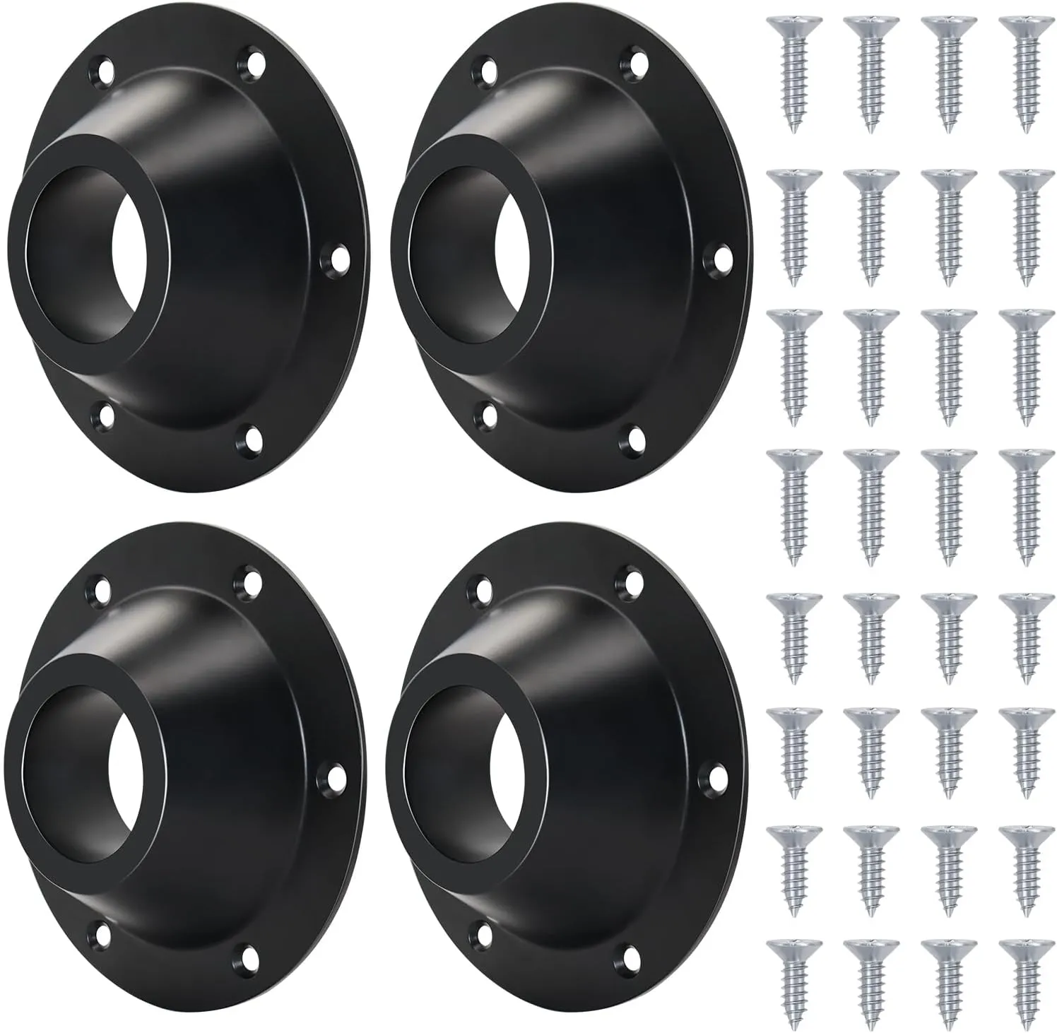 4 Pack RV Table Base Mount,Camper Aluminum Standard RV Pedestal Table Leg Base Flange,Floor Mounting Bracket Flush Plate with 6 Installing Holes,Include Screws for Camper Trailer Motorhome,Black