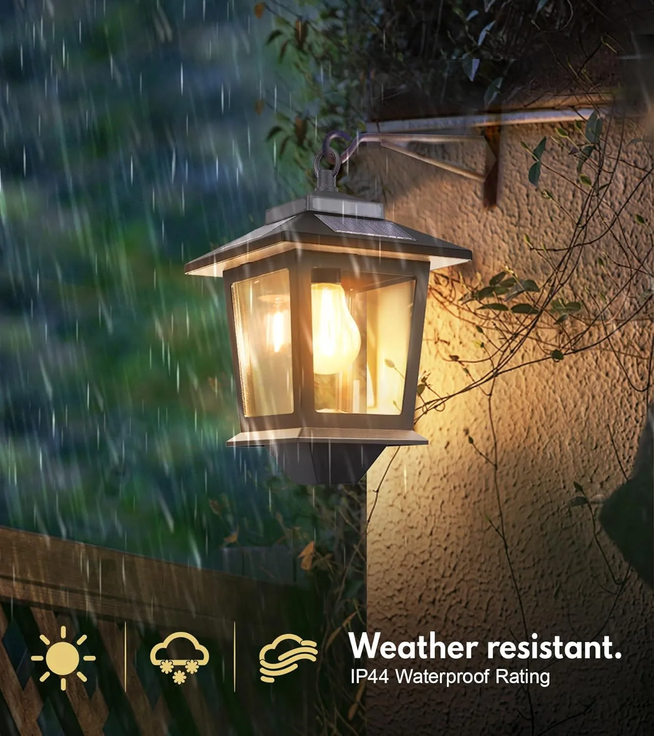 4 Pack Solar Wall Lanterns,Solar Lanterns Outdoor Waterproof with 4 Solar Panels,Hanging Solar Lights with Replaceable Bulb,Anti-Rust Solar Porch Lights Outdoor with Hooks,3000K Warm White