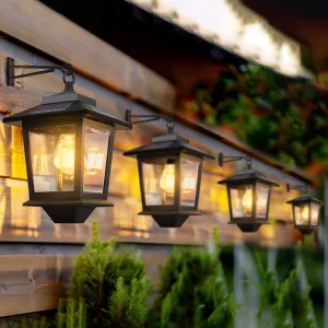 4 Pack Solar Wall Lanterns,Solar Lanterns Outdoor Waterproof with 4 Solar Panels,Hanging Solar Lights with Replaceable Bulb,Anti-Rust Solar Porch Lights Outdoor with Hooks,3000K Warm White