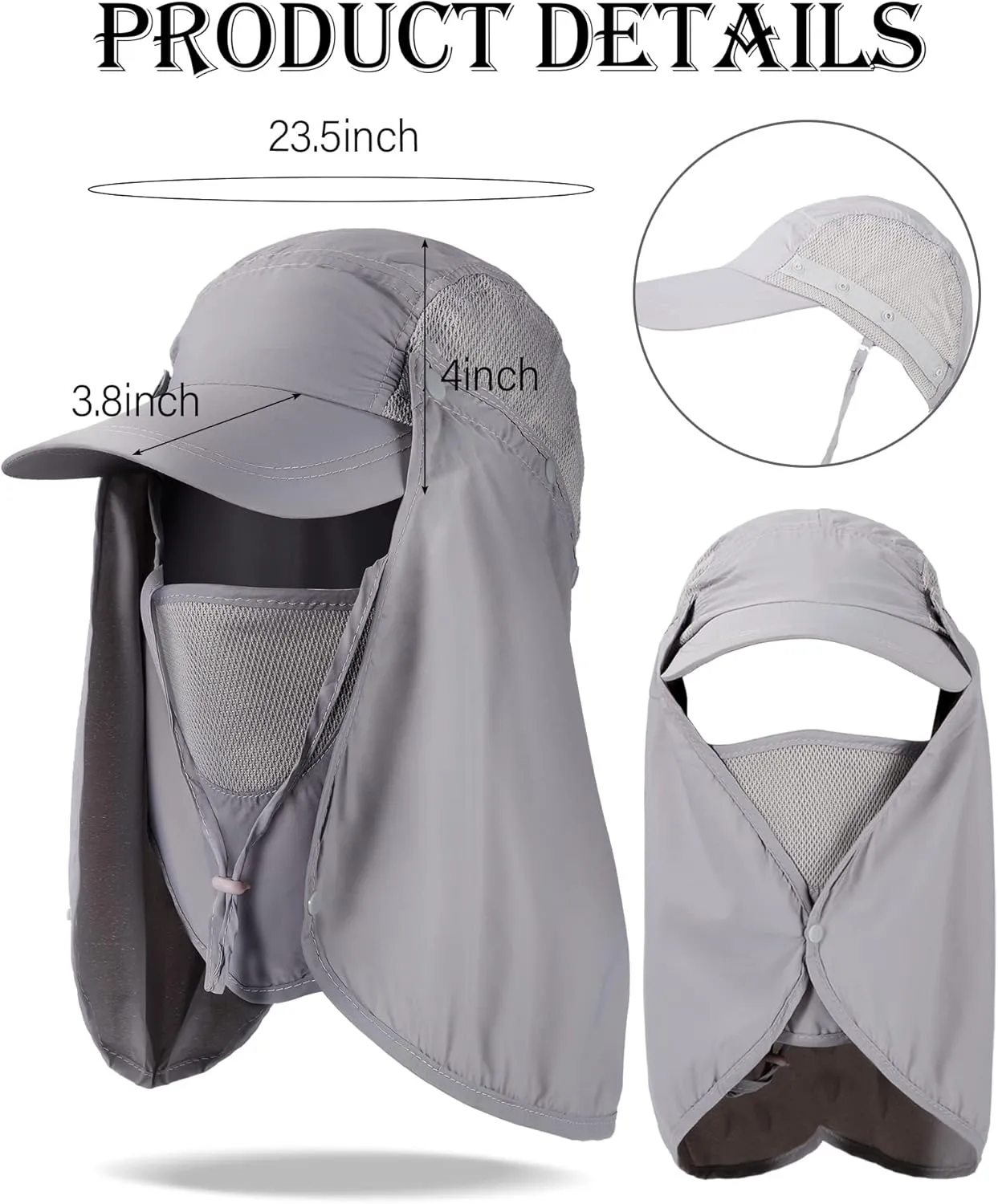 4 Set Sun Hat Fishing Hats UPF 50  Outdoor Hiking Hat UV Sun Protection Hat with Neck Flap Face Mask and 4 Pack Arm Sleeves