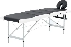 4-Zone Foldable Massage Table Aluminum Black and White,Massage Tables-110244
