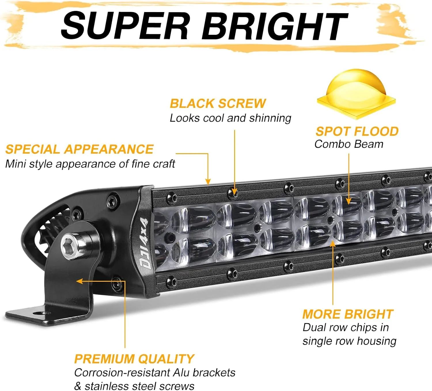 40 Inch Curved LED Light Bar, Niking Auto Super Slim 360W Off Road Dual Row LED Driving Light Spot Flood Combo Work Light Roof Bumper Bar for Trucks UTV ATV SUV RZR Wrangler JK JL Boat
