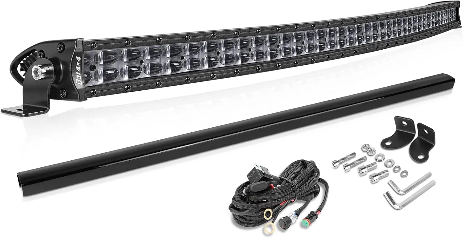 40 Inch Curved LED Light Bar, Niking Auto Super Slim 360W Off Road Dual Row LED Driving Light Spot Flood Combo Work Light Roof Bumper Bar for Trucks UTV ATV SUV RZR Wrangler JK JL Boat