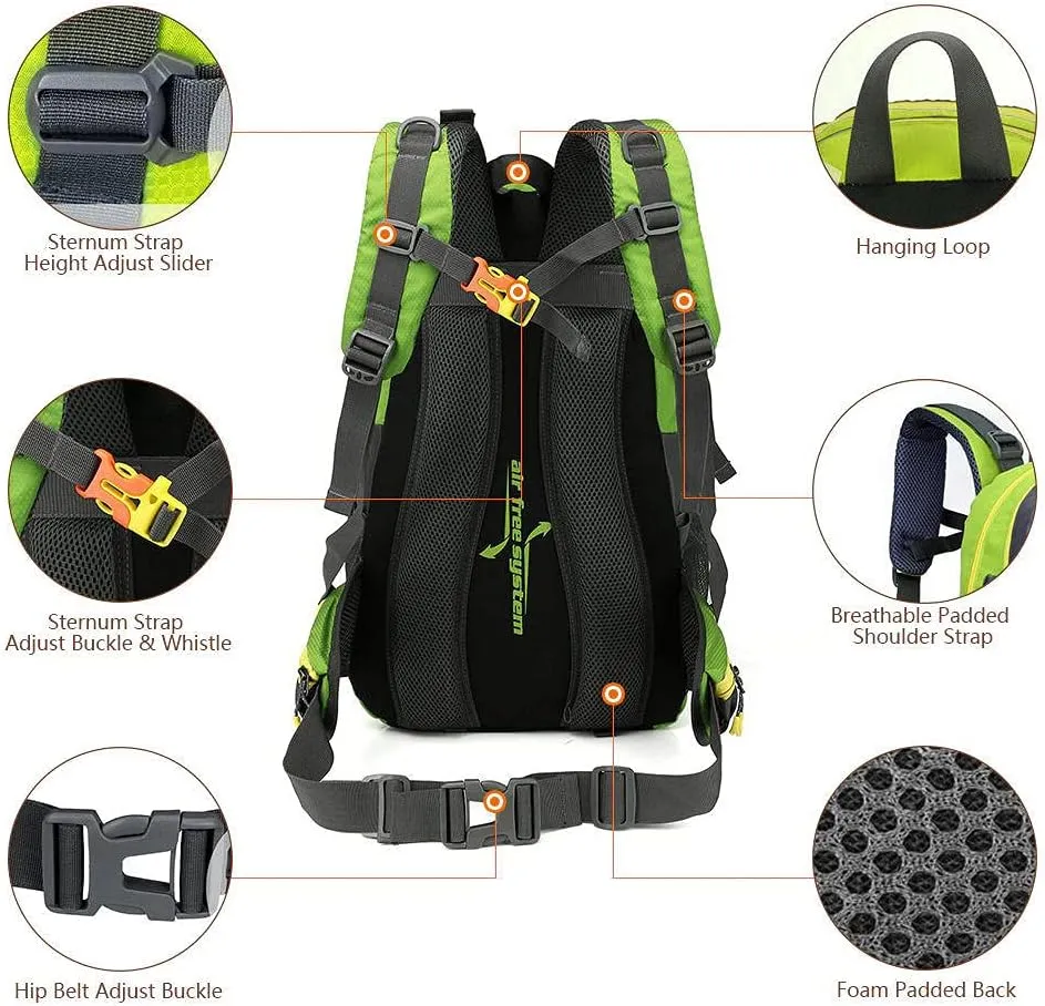 40L Waterproof Climbing Rucksack Travel Hiking Backpack Laptop Daypack Trekking Backpack Outdoor Men Women Sport Bag-Dark Blue