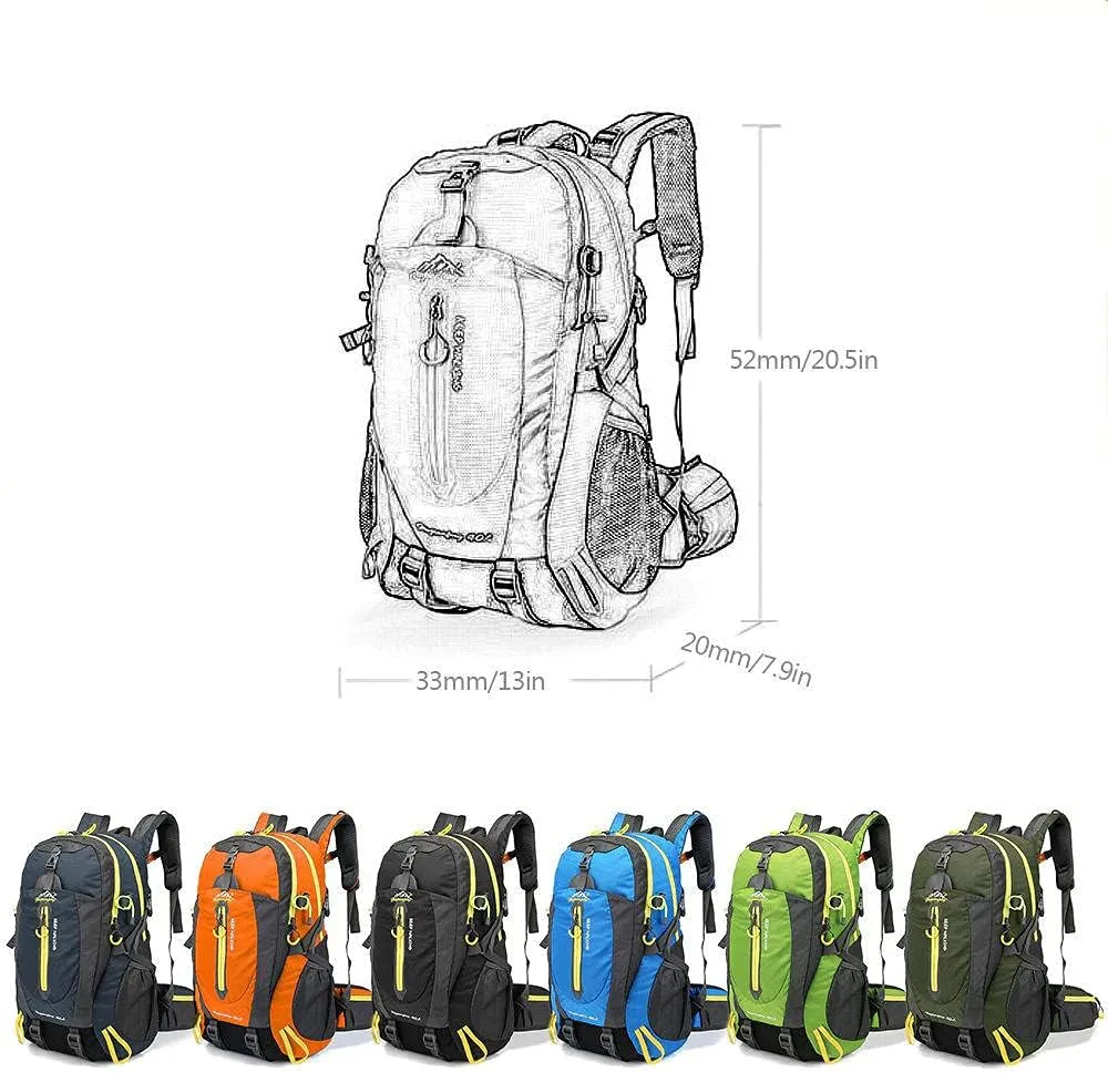 40L Waterproof Climbing Rucksack Travel Hiking Backpack Laptop Daypack Trekking Backpack Outdoor Men Women Sport Bag-Dark Blue