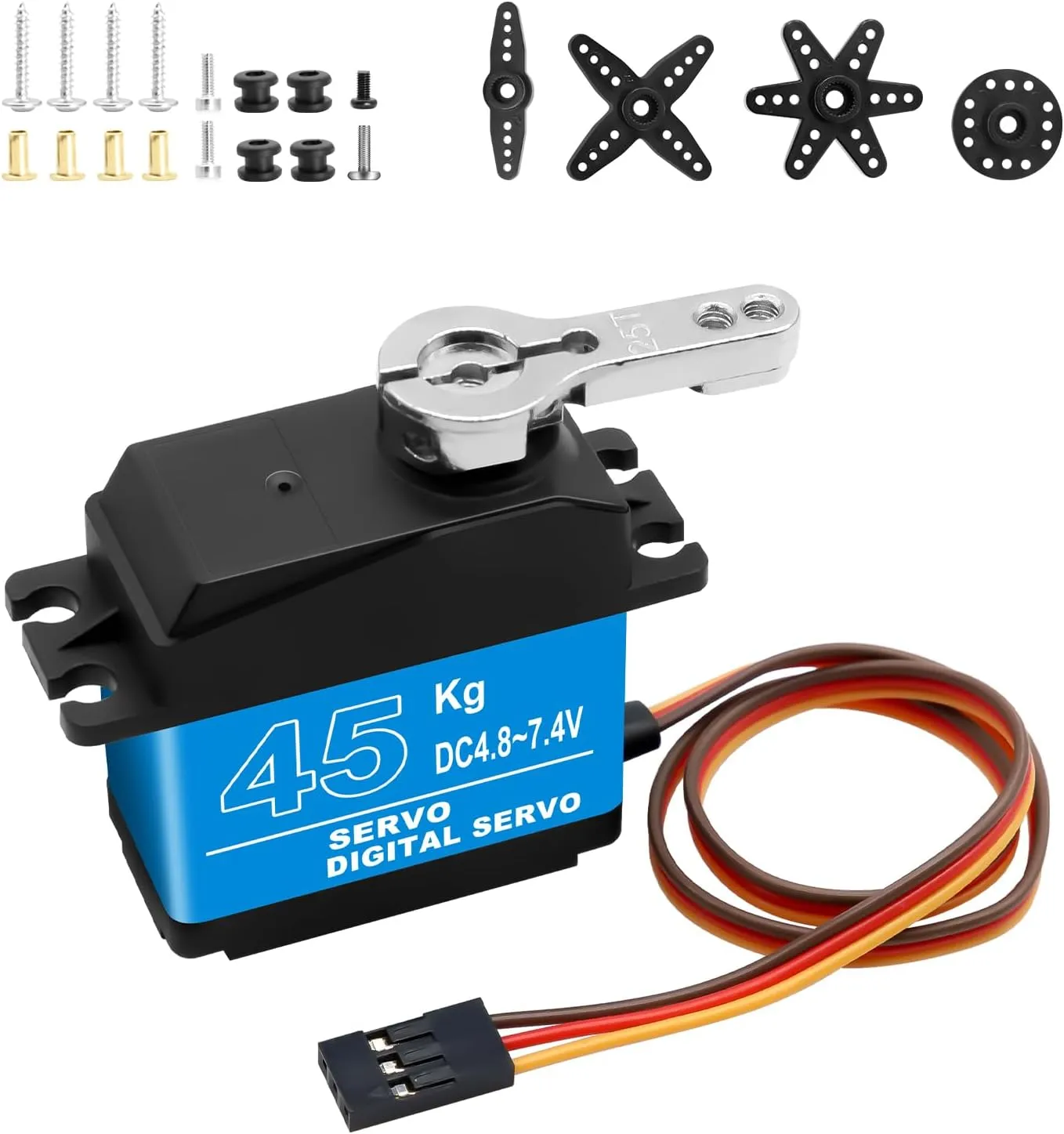 45KG High Torque Servo Motor Servo AYWHP 1 Pcs RC Servo High Torque Metal Gear Digital Servo RC Servo Servo for RC Robotic/Helicopter/Car/Boat/DIY, 1/8 1/10 RC Car (Control Angle 0-180°)