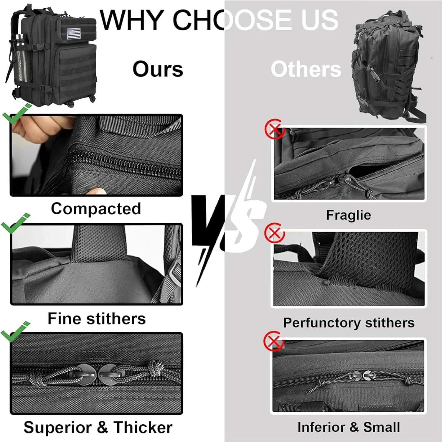 45L Military Tactical Backpack For Men Highland Assault Army Pack 3 Day Molle Bug Out Bag With Water Cup Pouch Large Camping Hiking Rucksack Work Daypack Black