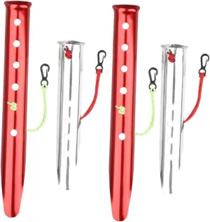 4Pcs Aluminum U Shaped Tent Stakes Durable Pegs for Camping Beach Snow Easy to Use with Cord for Removal High Strength Silver Finish