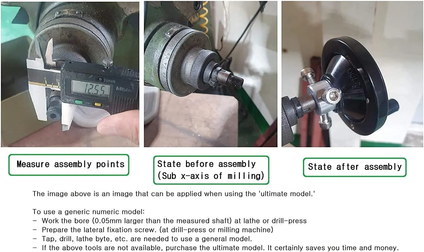 4" Ultimate Handwheel for Shaft 1/2'' or Smaller, Heavy-Duty Crank Handle for Table Saw, Lathe, Milling Machine & Drill Press – Compatible with Craftsman, DeWalt & Universal Machinery Made in Korea