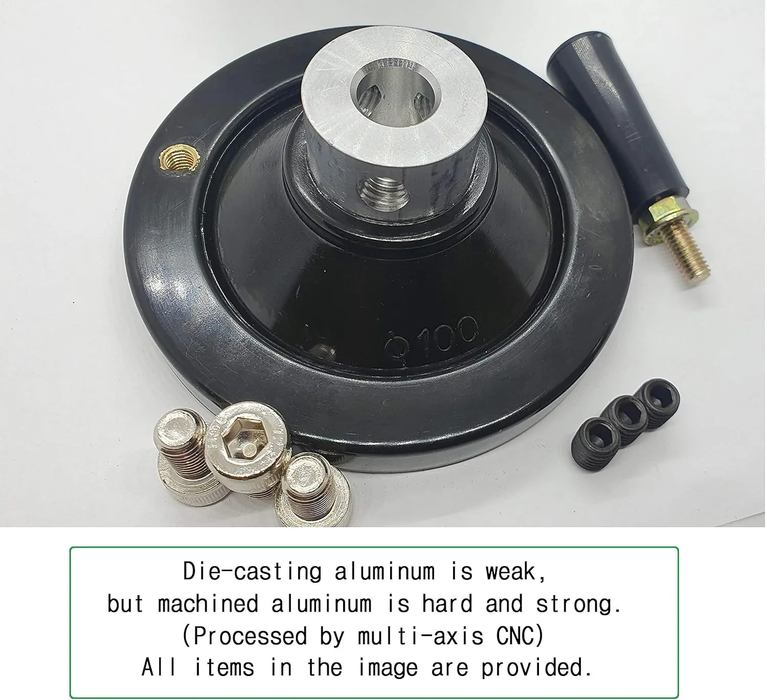 4" Ultimate Handwheel for Shaft 1/2'' or Smaller, Heavy-Duty Crank Handle for Table Saw, Lathe, Milling Machine & Drill Press – Compatible with Craftsman, DeWalt & Universal Machinery Made in Korea